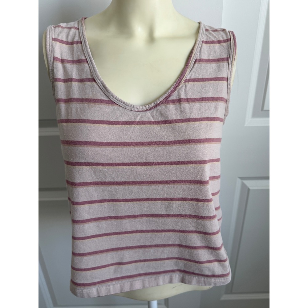 Patagonia Womens Small Pink Striped Organic Cotton Scoop Neck Tank Top 42190